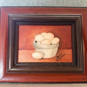 Still Life Painting with Eggs Signed by Artist Madelyn Wetherbee Framed